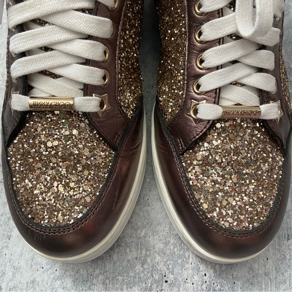 Jimmy Choo Miami Rose Gold Leather Women's Sneakers 37. Excellent condition. - Picture 2 of 8